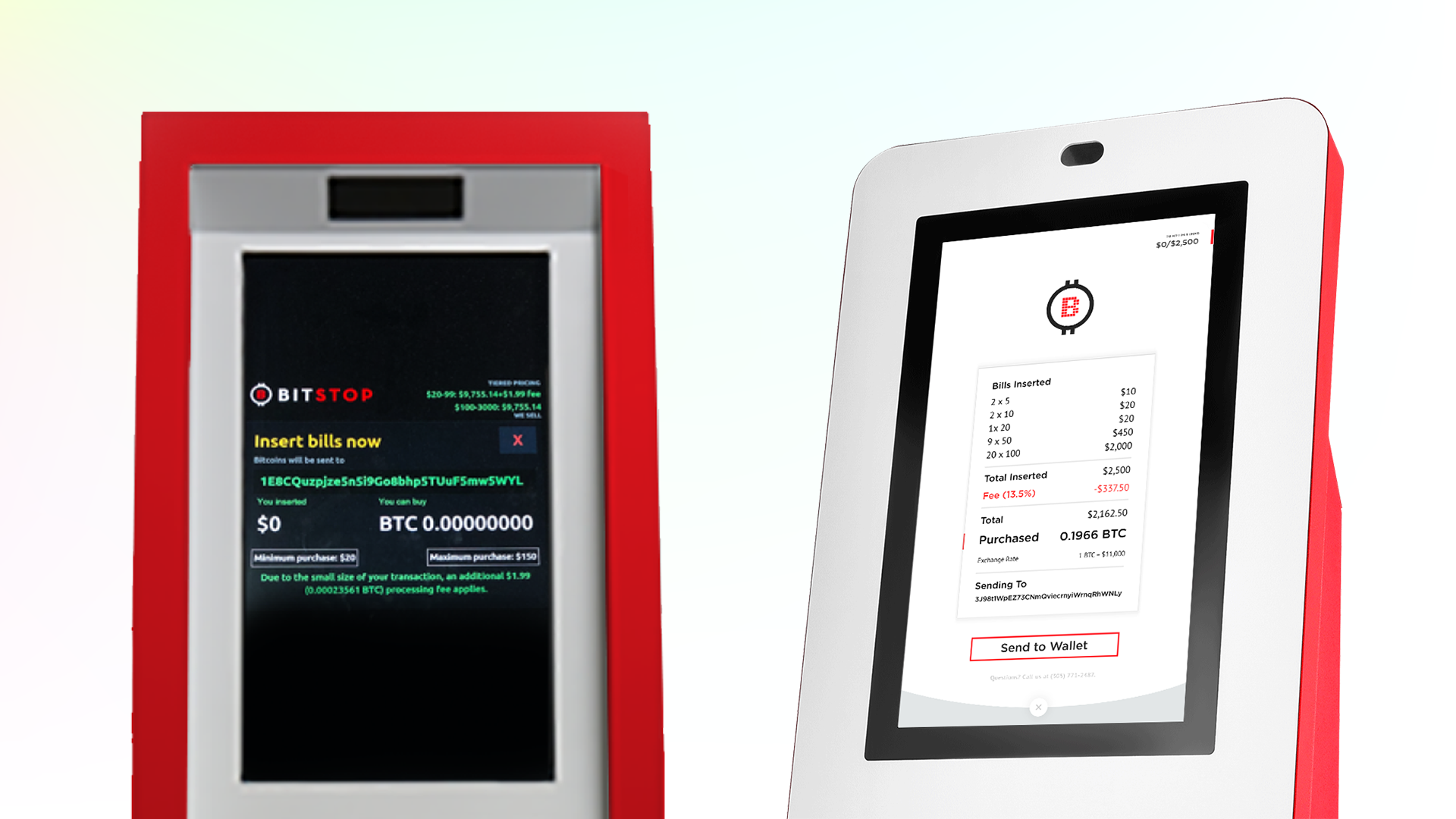 Bitstop ATM UI design overview screens